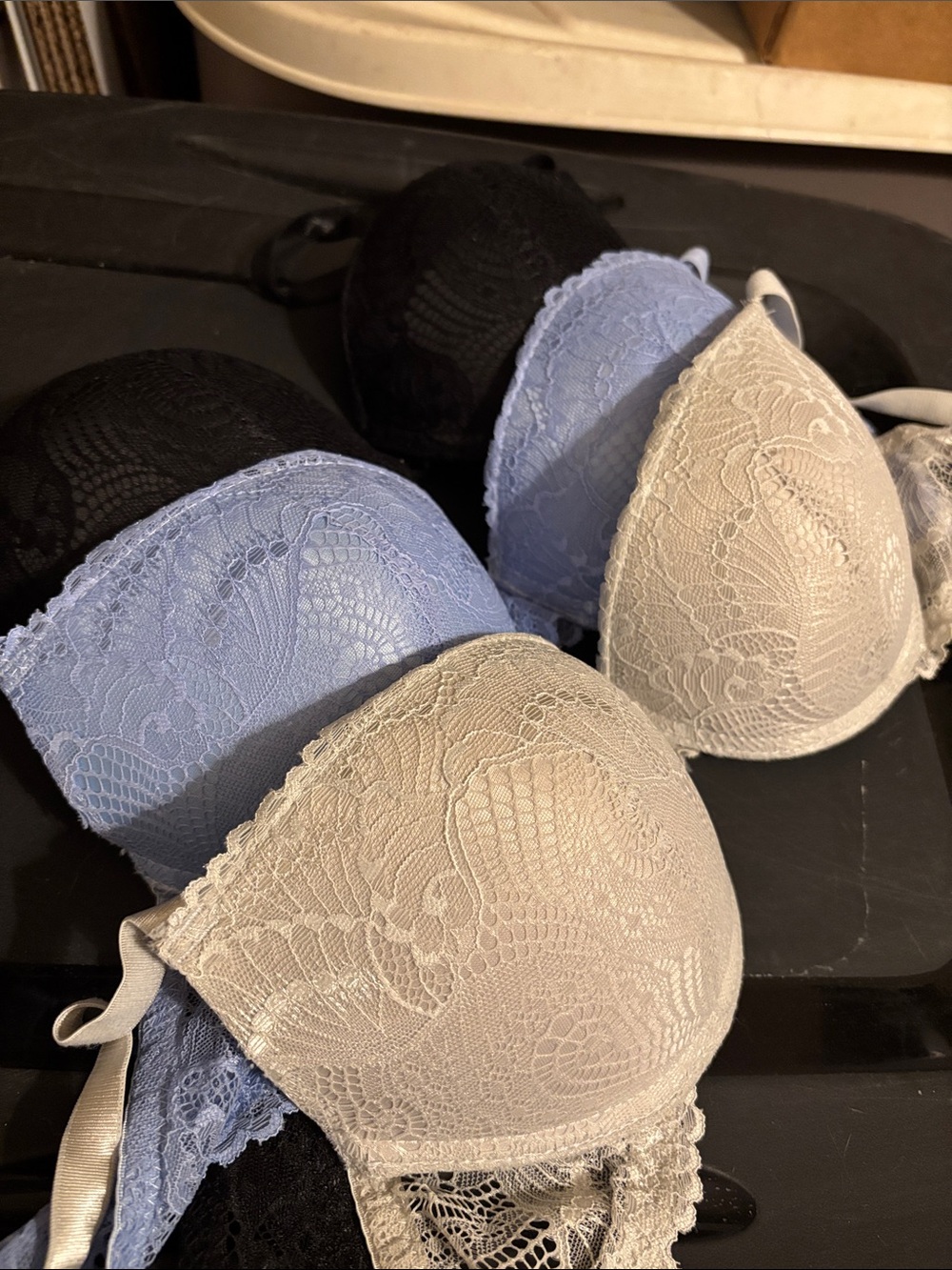 Trio Lace Bra - Black, Light Blue, Cream
